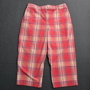 Talbots Petite Women 4P Pink Plaid Stretch Capri Preppy Resort Vacation